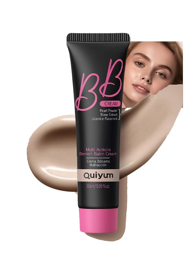 كويوم كريم BB، كريم بلسم متعدد الوظائف للبقع، يرطب ويخفي، يغطي البقع والمسام، يوحد لون البشرة، كريم أساس خفيف الوزن ذو تغطية كاملة وملون ومضيء لجميع أنواع البشرة #240 طبيعي - Image 1