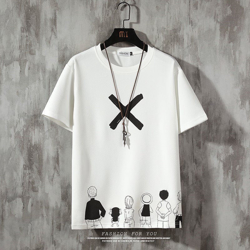 Student Round Neck Loose Short-Sleeved T-Shirt Men'S Teenagers Cartoon Characters Printed T-Shirt Men'S Top - Image 5