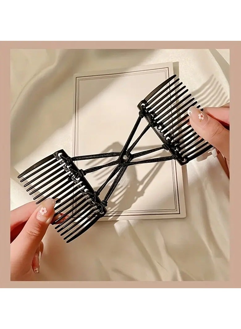 Goolsky Elegant Stretchy Hair Comb for Women - Adjustable Elastic Knotted Hairpin, Plastic Rectangular Design, Secure Multi-Prong Grip for Stylish Updos, Single Pack - Image 3