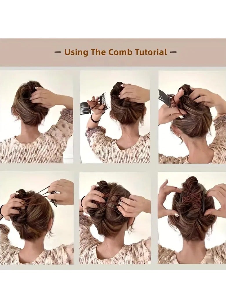 Goolsky Elegant Stretchy Hair Comb for Women - Adjustable Elastic Knotted Hairpin, Plastic Rectangular Design, Secure Multi-Prong Grip for Stylish Updos, Single Pack - Image 4