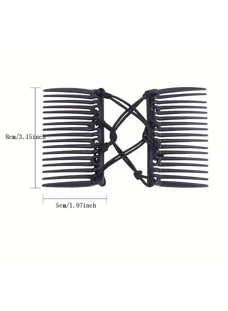 Goolsky Elegant Stretchy Hair Comb for Women - Adjustable Elastic Knotted Hairpin, Plastic Rectangular Design, Secure Multi-Prong Grip for Stylish Updos, Single Pack - Image 5