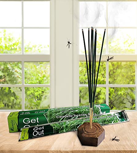 Aromatika Get Out 600 Mosquito Repellent Incense Sticks, Natural and Herbal Citronella Agarbatti Pack | Machar Agarbatti | Anti- Mosquito | Burn Time- 45 mins Approx - Image 2