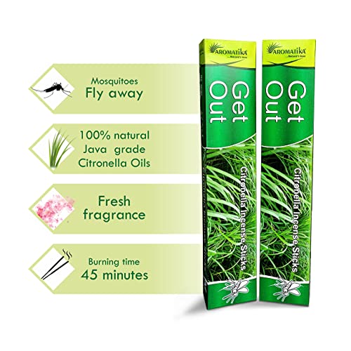 Aromatika Get Out 600 Mosquito Repellent Incense Sticks, Natural and Herbal Citronella Agarbatti Pack | Machar Agarbatti | Anti- Mosquito | Burn Time- 45 mins Approx - Image 3
