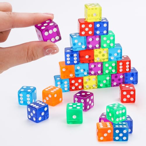 WAYASDCU 48 Piece 19mm Dice Casino Style Craps D6 Dice Set Acrylic and Translucent for Dice Games Craps Dices Casino Dices Table Games - Image 5
