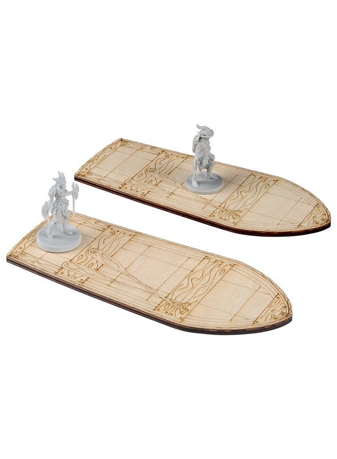 CZYY Wooden Row Boat 2Pcs Laser Cut Hold Eight 1 Miniatures(Not Included) Perfect For D&D Dungeons And Dragons Pathfinder Or Other Tabletop Rpgs - Image 1
