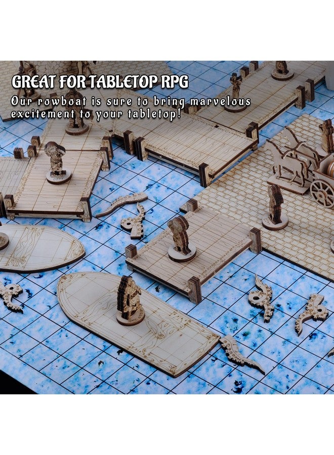CZYY Wooden Row Boat 2Pcs Laser Cut Hold Eight 1 Miniatures(Not Included) Perfect For D&D Dungeons And Dragons Pathfinder Or Other Tabletop Rpgs - Image 4