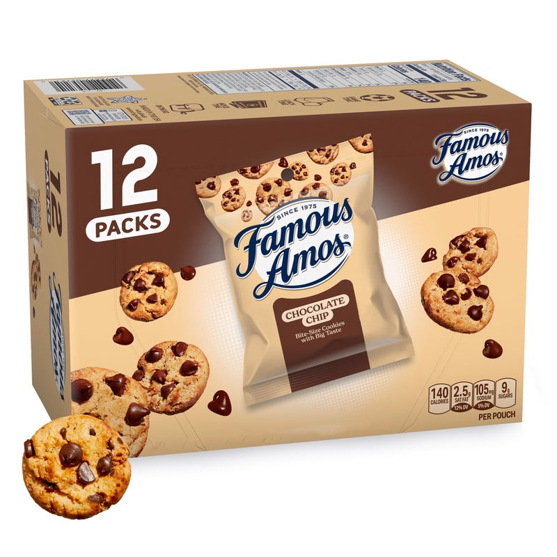 Famous Amos كوكيز الشوكولاتة الكلاسيكية من فاموس أموس، 1 أونصة كيس (عبوة من 12) - Image 1