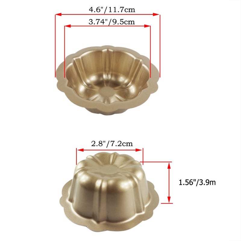Lovedeal 10 Pack 4 Inch Mini Bundt Cake Pans For Baking  Nonstick Carbon Steel Fluted Cake Pan Set  Oven Baking Small Metal Round Pumpkin Shaped Cake Mold For Cupcake  Muffin  Brownie  Pudding - Gold - Image 2