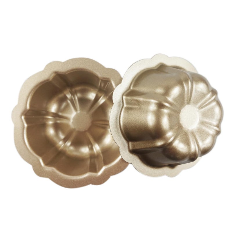 Lovedeal 10 Pack 4 Inch Mini Bundt Cake Pans For Baking  Nonstick Carbon Steel Fluted Cake Pan Set  Oven Baking Small Metal Round Pumpkin Shaped Cake Mold For Cupcake  Muffin  Brownie  Pudding - Gold - Image 5