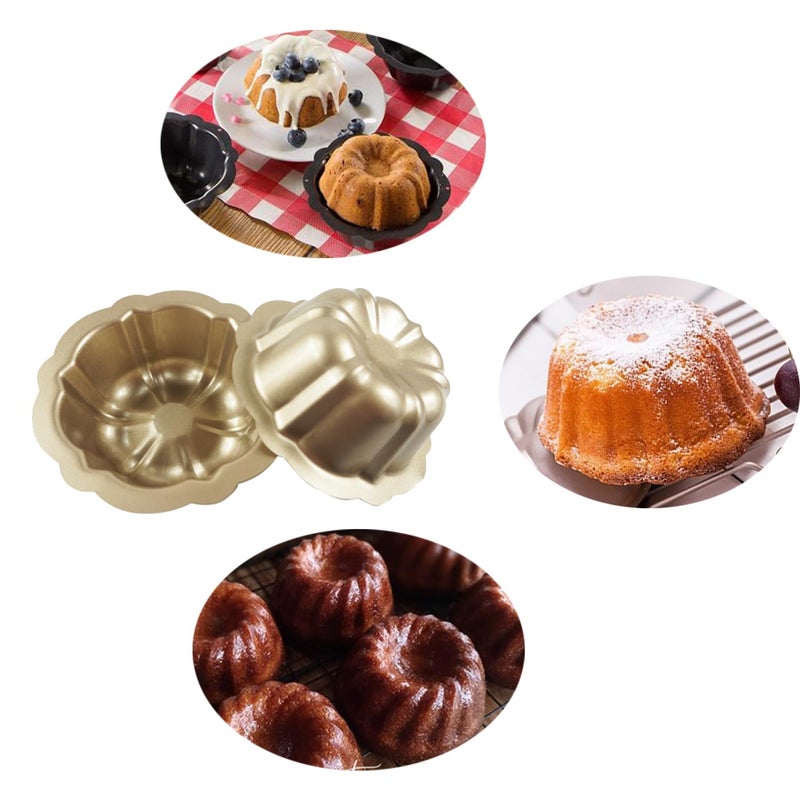Lovedeal 10 Pack 4 Inch Mini Bundt Cake Pans For Baking  Nonstick Carbon Steel Fluted Cake Pan Set  Oven Baking Small Metal Round Pumpkin Shaped Cake Mold For Cupcake  Muffin  Brownie  Pudding - Gold - Image 3