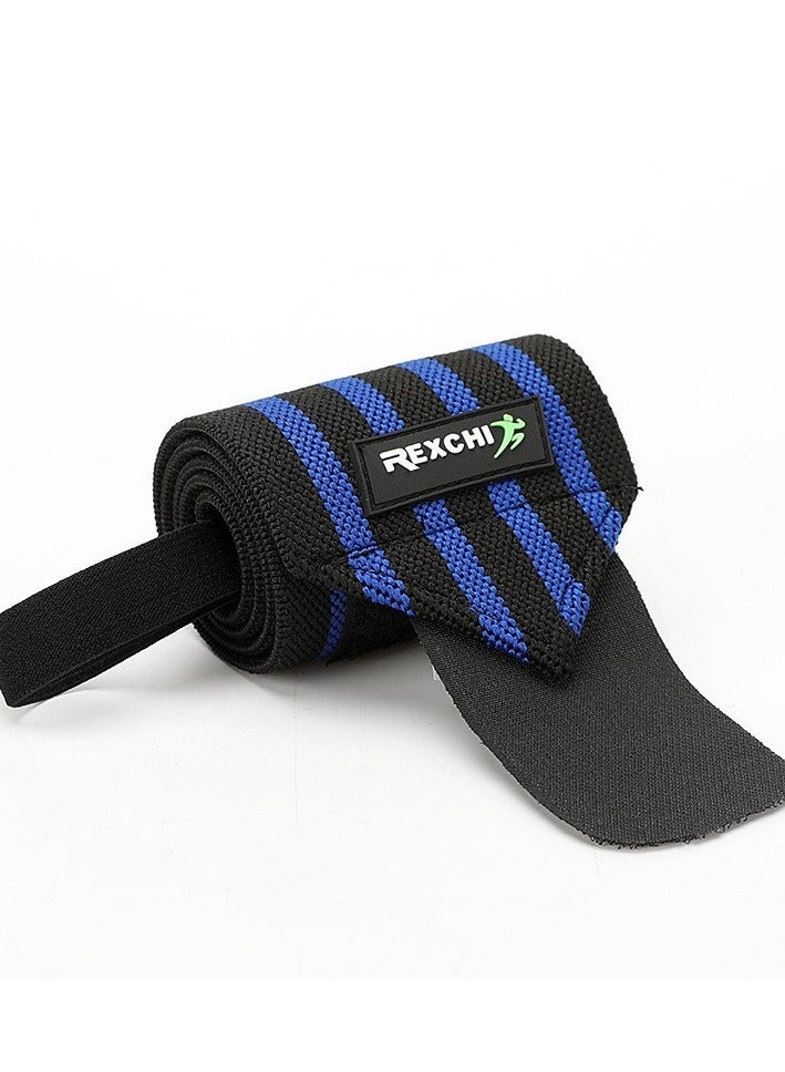 REXCHI Weightlifting Fitness Wristband - Premium Wrist Support - Thumb Loop for Extra Grip and Comfort Weightlifting Wristband for Weightlifting, Gym, Deadlift, Workout, Men and Women (Blue Stripe) - Image 1