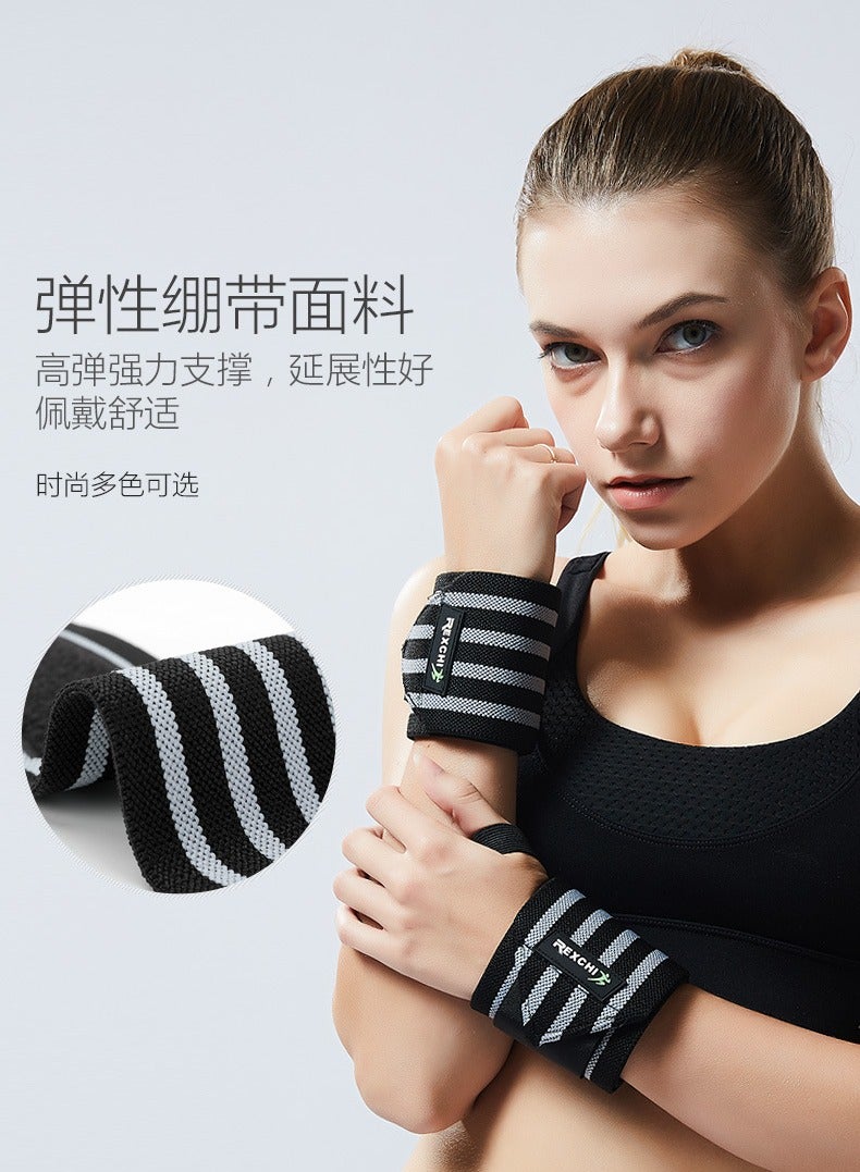 REXCHI Weightlifting Fitness Wristband - Premium Wrist Support - Thumb Loop for Extra Grip and Comfort Weightlifting Wristband for Weightlifting, Gym, Deadlift, Workout, Men and Women (Blue Stripe) - Image 5