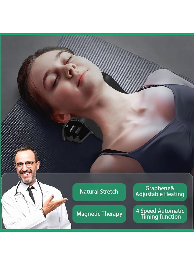 Cervical Traction Device - Heated Neck Stretcher for Instant Neck Pain Relief, Tension Headache Reduction, and TMJ Pain Relief, with Cervical Spine Pillow to Correct Neck Hump (Black) - Image 5