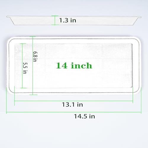 VUWEZ 2 Pack of Plastic Plant Tray Saucer Rectangular 14 inch, Plant Trays Saucers for Indoors Outdoor, Plant Water Drip Tray for Flower Pot Planter, Windowsill Plant Tray (6.8 X 14.5'', Black) - Image 2