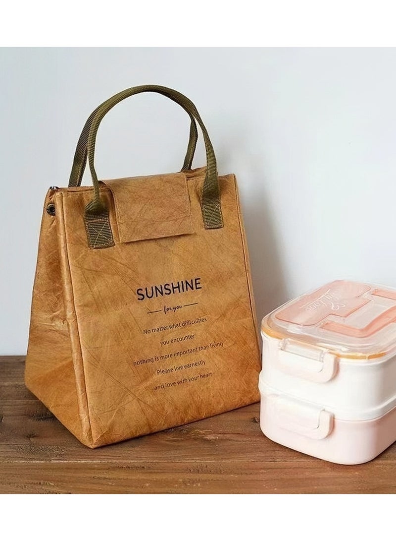 CYTHERIA Insulated Lunch Bag - Reusable Suitable for Office Work Off-Campus Etc Kraft Paper Refrigerated Lunch Bag 23x20x16 cm  - Image 1