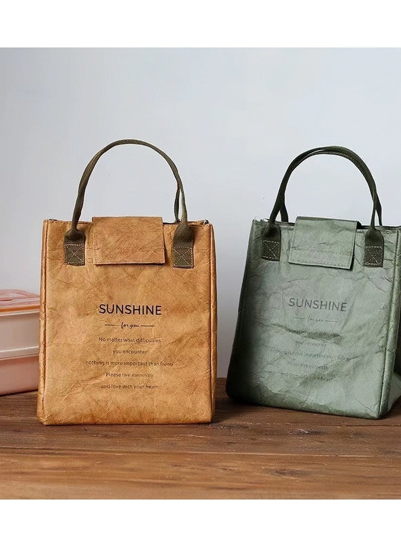 CYTHERIA Insulated Lunch Bag - Reusable Suitable for Office Work Off-Campus Etc Kraft Paper Refrigerated Lunch Bag 23x20x16 cm  - Image 2