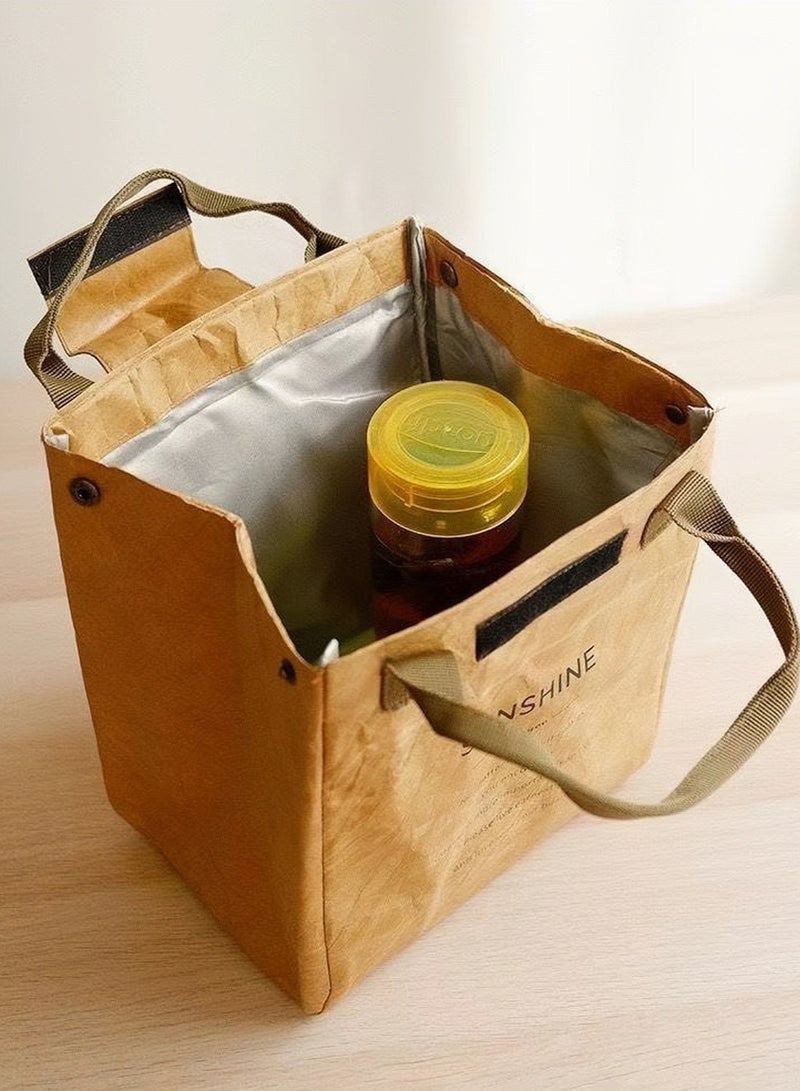 CYTHERIA Insulated Lunch Bag - Reusable Suitable for Office Work Off-Campus Etc Kraft Paper Refrigerated Lunch Bag 23x20x16 cm  - Image 3