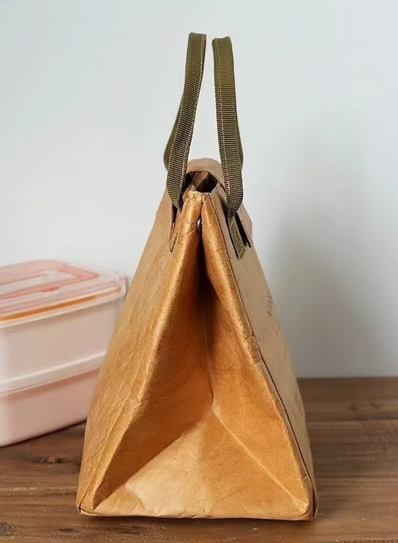 CYTHERIA Insulated Lunch Bag - Reusable Suitable for Office Work Off-Campus Etc Kraft Paper Refrigerated Lunch Bag 23x20x16 cm  - Image 4