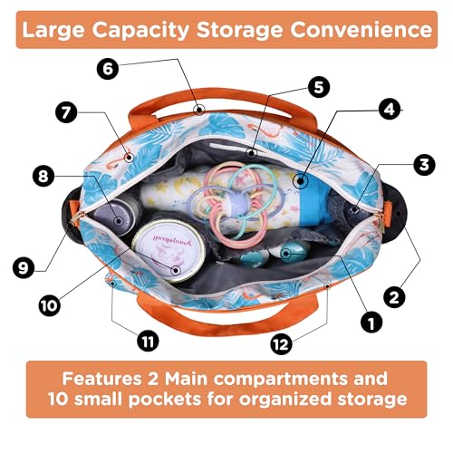 Motherly Grace Tote Diaper Bag for Mothers for Travel with Changing Mat and 6-Month Warranty | Maternity Hospital Bag for Newborn | Water-Resistant Baby Bag for mom - Flamingo - Image 4