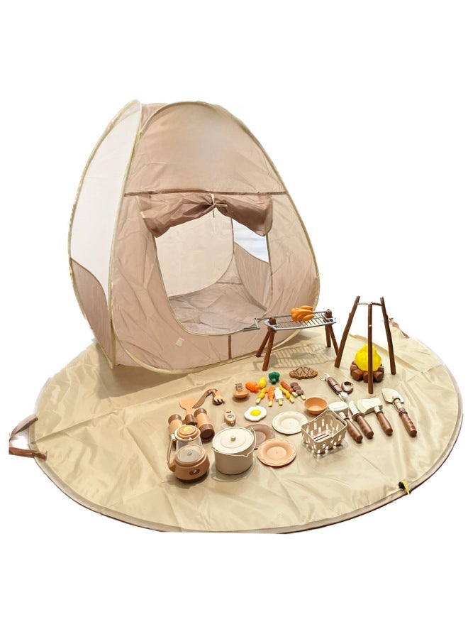 Simulation Outdoor Camping Tent Children Play House Picnic Tableware Camping Adventure Storage Mat Suit Toys-Color:Small Mat + Drawstring Pocket + Mountain Stove + Flashlight 32PCs - Image 4