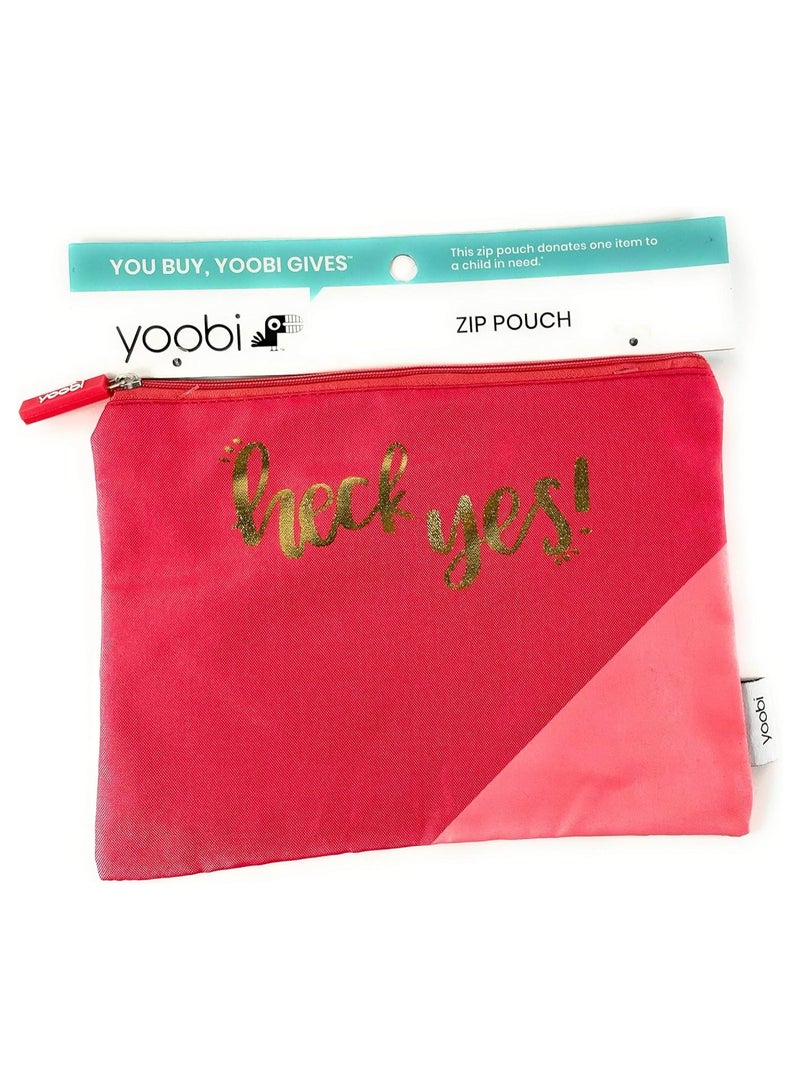 Yoobi Pencil Case Flat Zip Top I'm Very Busy Coral Coral Berry - Image 1