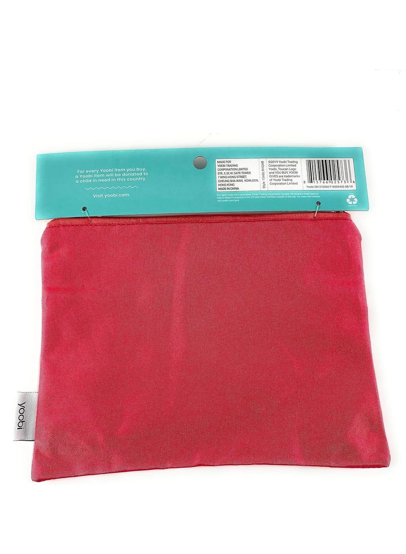 Yoobi Pencil Case Flat Zip Top I'm Very Busy Coral Coral Berry - Image 3