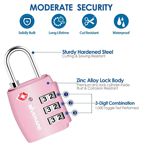 GIVERARE 2 Pack TSA Approved Travel Luggage Locks, Combination Lock Alloy Body, Keyless 3-Digit Padlocks, Travel Sentry Accepted Compatible Padlock for Gym Locker, Golf Bag Case, Backpack, Black-by GIVERARE - Image 5