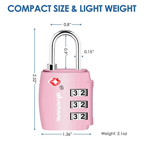 GIVERARE 2 Pack TSA Approved Travel Luggage Locks, Combination Lock Alloy Body, Keyless 3-Digit Padlocks, Travel Sentry Accepted Compatible Padlock for Gym Locker, Golf Bag Case, Backpack, Black-by GIVERARE - Image 2