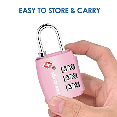 GIVERARE 2 Pack TSA Approved Travel Luggage Locks, Combination Lock Alloy Body, Keyless 3-Digit Padlocks, Travel Sentry Accepted Compatible Padlock for Gym Locker, Golf Bag Case, Backpack, Black-by GIVERARE - Image 3