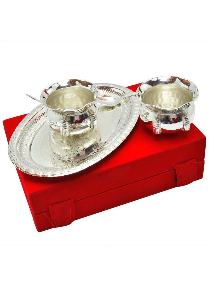 AC ANAND CRAFTS AC ANAND CRAFTS Silver Plated Brass Handi Set 5 Pcs for Diwali Gift_Christmas Gift  - Image 3