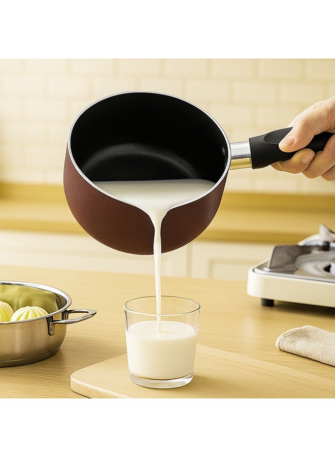SONEX Non Stick Milk Pan with Pouring Spout – 18 cm (2.5 Ltr), Easy Pour Sauce & Tea Pan for Daily Cooking – PFOA-Free, Durable Hard Enamel, Burgundy - Image 2