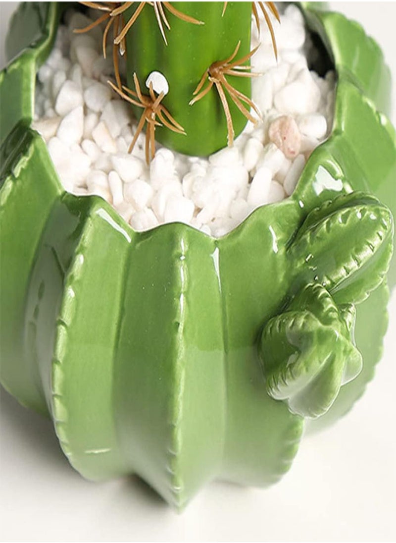 GGOOT - succulent plant pot Small plant pots indoor Mini Cactus shape Ceramic Plant Pots Small Succulent Planter Flower Pot Home Garden Decoration Green - Image 1
