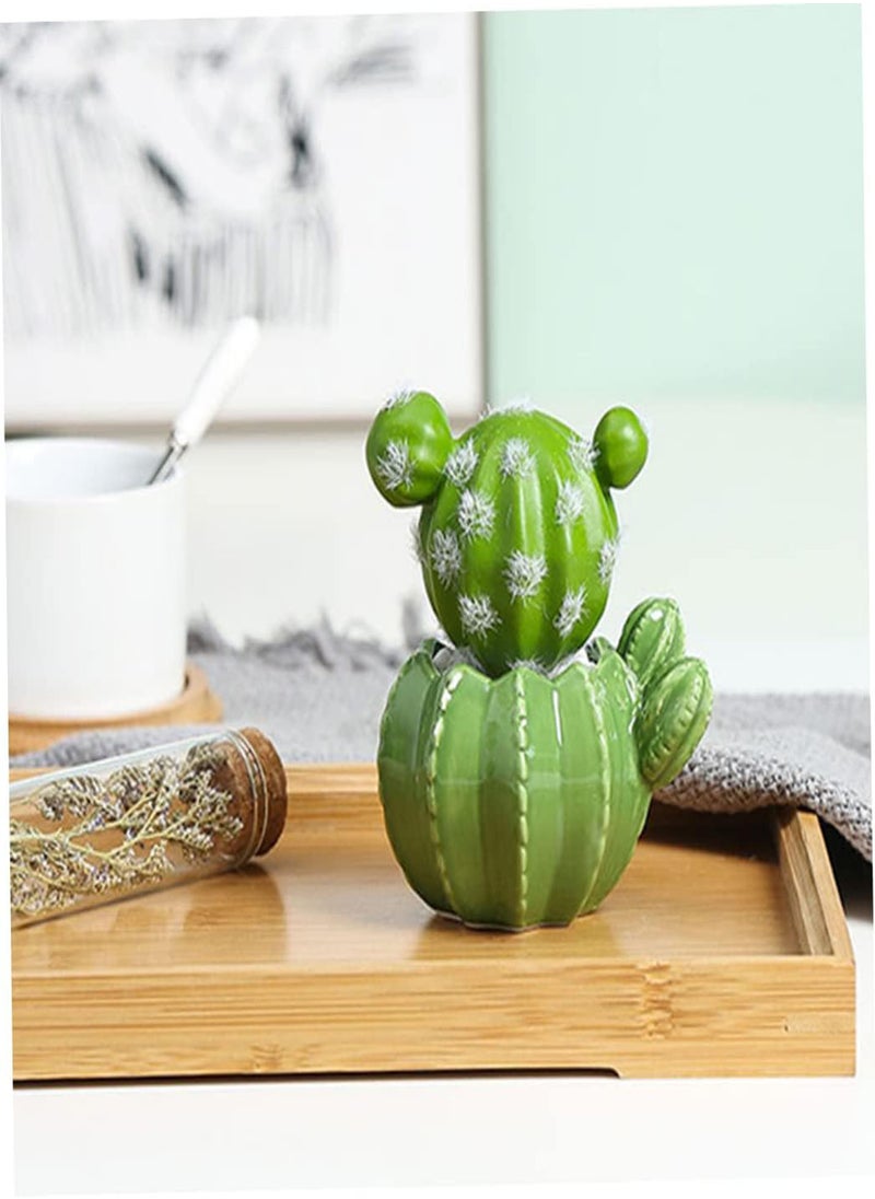 GGOOT - succulent plant pot Small plant pots indoor Mini Cactus shape Ceramic Plant Pots Small Succulent Planter Flower Pot Home Garden Decoration Green - Image 1