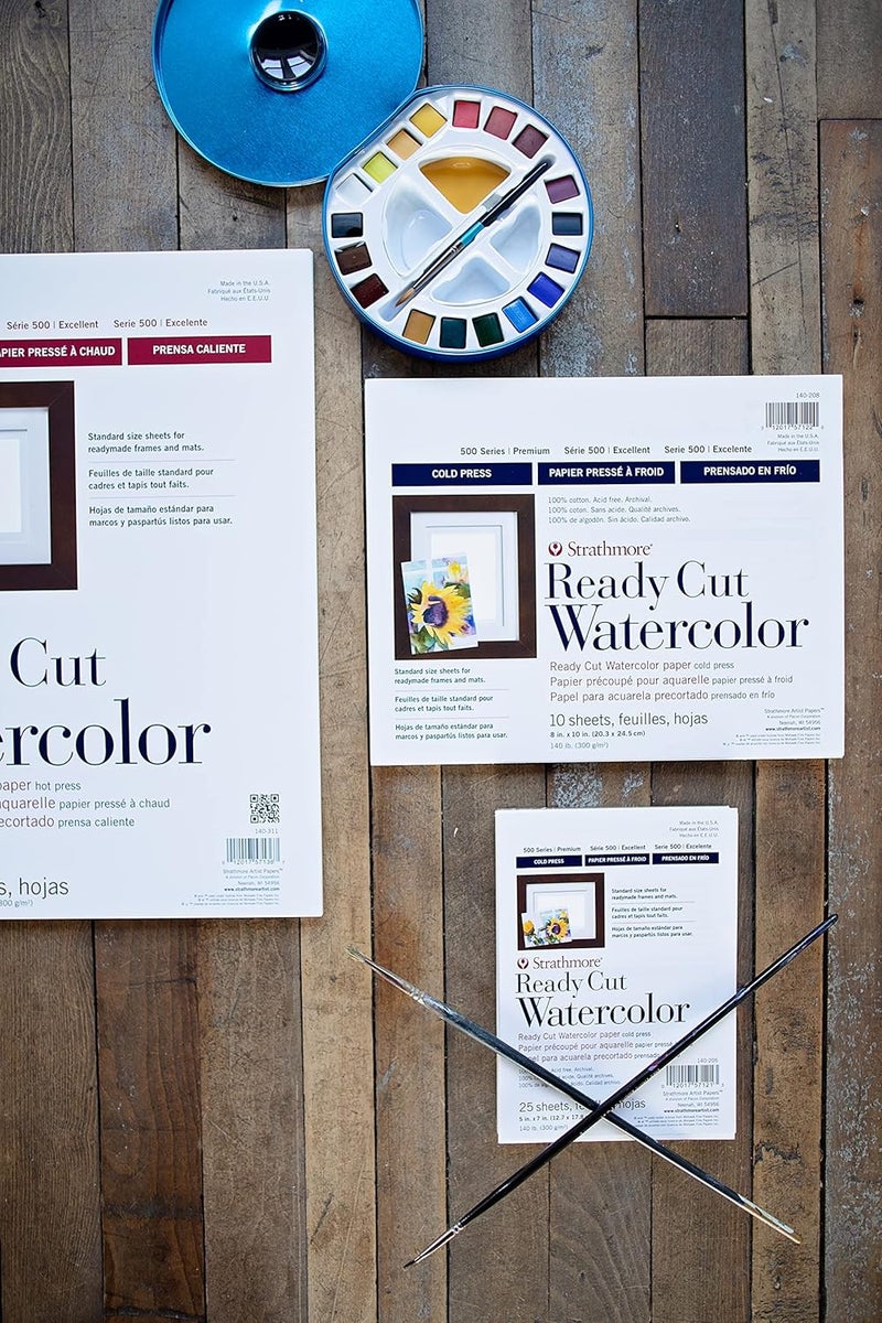 Strathmore 500 Series Ready Cut Watercolor Paper, 140 lb Hot Press, 5"x7", 25 Sheets - Image 3