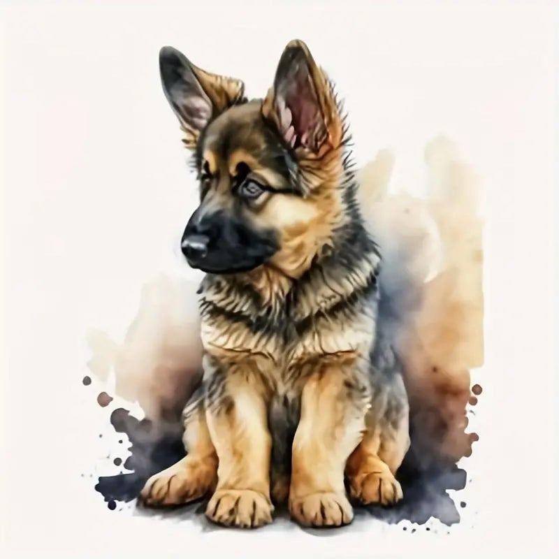 MOMDEDP German Shepherd Dog Diamond Art Painting Kits for Adults, Full Drill Wolf Dog Diamond Dots Paintings for Beginners, Round 5D Paint with Diamonds Pictures Gem Art Painting Kits 12x12inch - Image 1