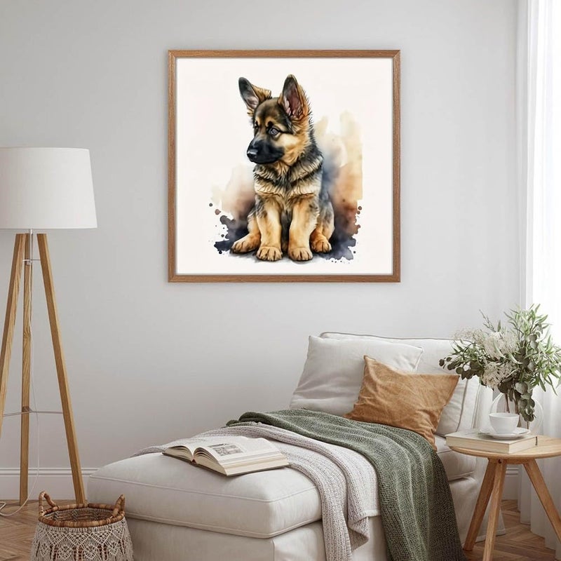 MOMDEDP German Shepherd Dog Diamond Art Painting Kits for Adults, Full Drill Wolf Dog Diamond Dots Paintings for Beginners, Round 5D Paint with Diamonds Pictures Gem Art Painting Kits 12x12inch - Image 2