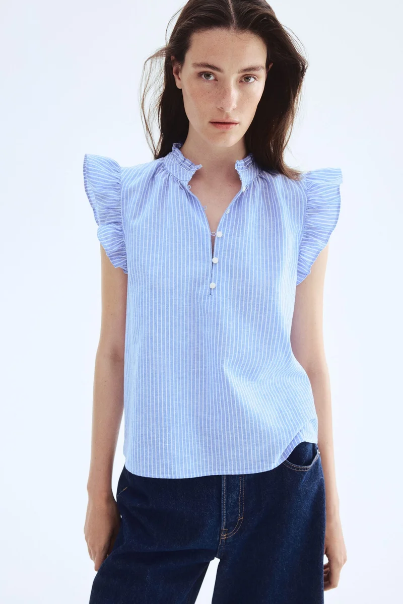 اتش اند ام Linen-blend blouse