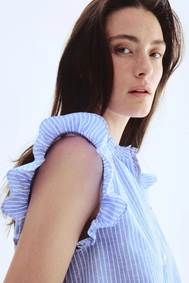 اتش اند ام Linen-blend blouse