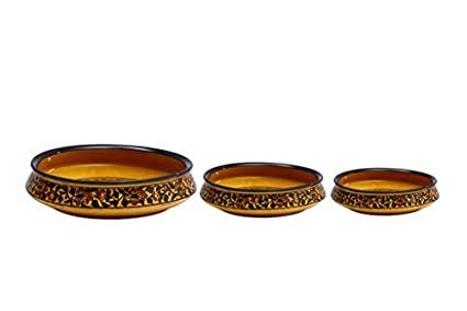 Caffeine Ceramic Handmade Brown Sehra Serving Bowl (Set of 3) - Image 1