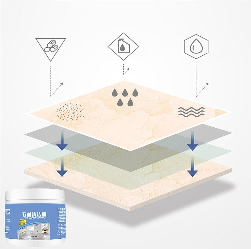 كلاراكو منظف بقع الزيت من رخام المطبخ من كلاركو، مسحوق تنظيف الأحجار، ملمع للرخام والبلاط والجرانيت وأسطح الطهي في المطبخ (قطعتان) - Image 3