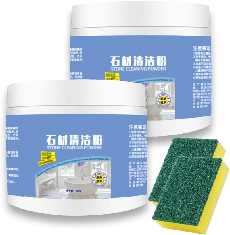 كلاراكو منظف بقع الزيت من رخام المطبخ من كلاركو، مسحوق تنظيف الأحجار، ملمع للرخام والبلاط والجرانيت وأسطح الطهي في المطبخ (قطعتان) - Image 1