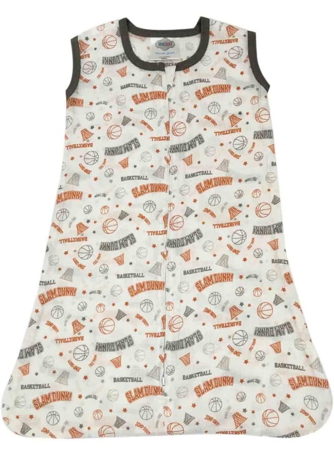 Bacati Basketball Muslin Sleep Sack, Orange/Grey, Newborn