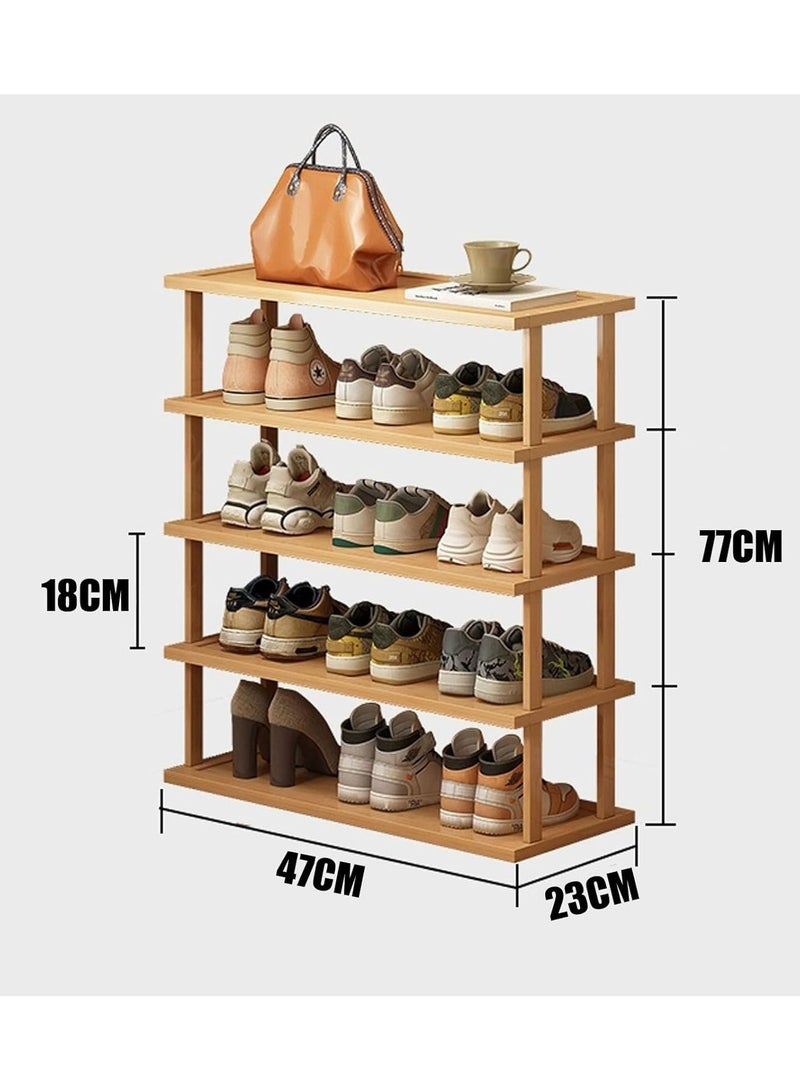 LINGWEI Narrow Bamboo Shoe Rack Tall Vertical Shoe Shelf for Small Spaces 5/6-Tier Freestanding Shoe Storage Organizer for Entryway, Closet, Bedroom, Hallway – Space-Saving Multi-Layer - Image 4