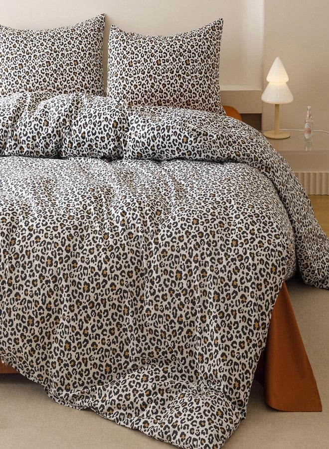 CLOTHKNOW Cheetah Print Queen Comforter Set 3Pcs Animal Leopard Bedding Comforter Sets Soft Black Brown Bedding Sets with 2 x Pillowcases Queen Size - Image 2