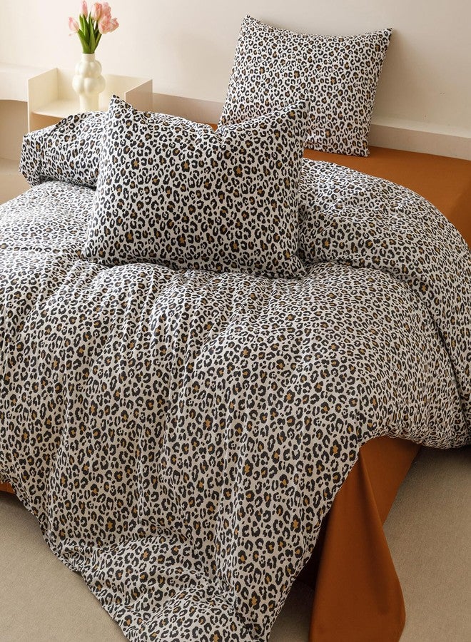 CLOTHKNOW Cheetah Print Queen Comforter Set 3Pcs Animal Leopard Bedding Comforter Sets Soft Black Brown Bedding Sets with 2 x Pillowcases Queen Size - Image 5