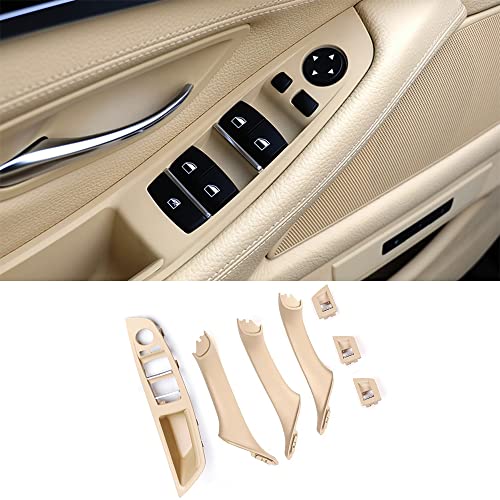 CHUANGHUI Car Door Handle Cover for BMW 5 Series F10 2011-2016 Interior Door Handles Replace Trim Cover 520i 528i 530i 535d 535i 550i (Beige) - Image 1