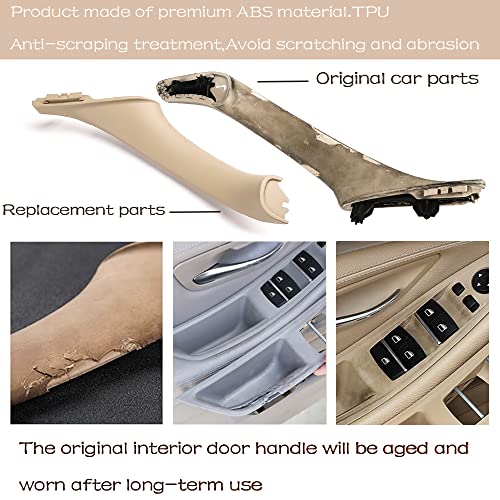 CHUANGHUI Car Door Handle Cover for BMW 5 Series F10 2011-2016 Interior Door Handles Replace Trim Cover 520i 528i 530i 535d 535i 550i (Beige) - Image 2