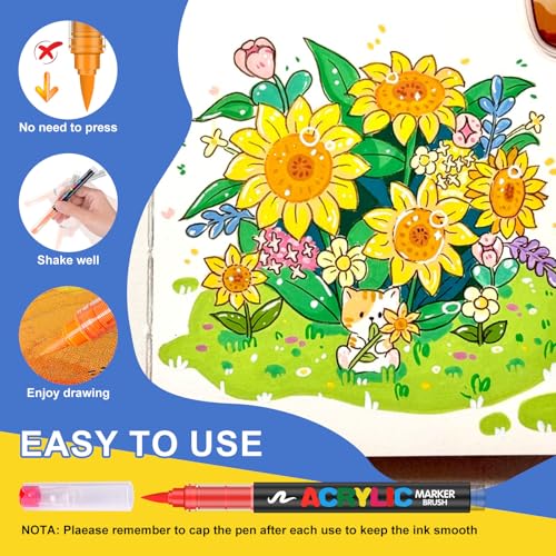 Amamao 288 Colors Acrylic Paint Markers, Soft Brush Tip Pens and Markers, Acrylic Paint Pens for Wood, Stone, Canvas, Glass, Fabric, Egg, Rock Painting and DIY Crafts Art Supplies (288 BOX) - Image 2