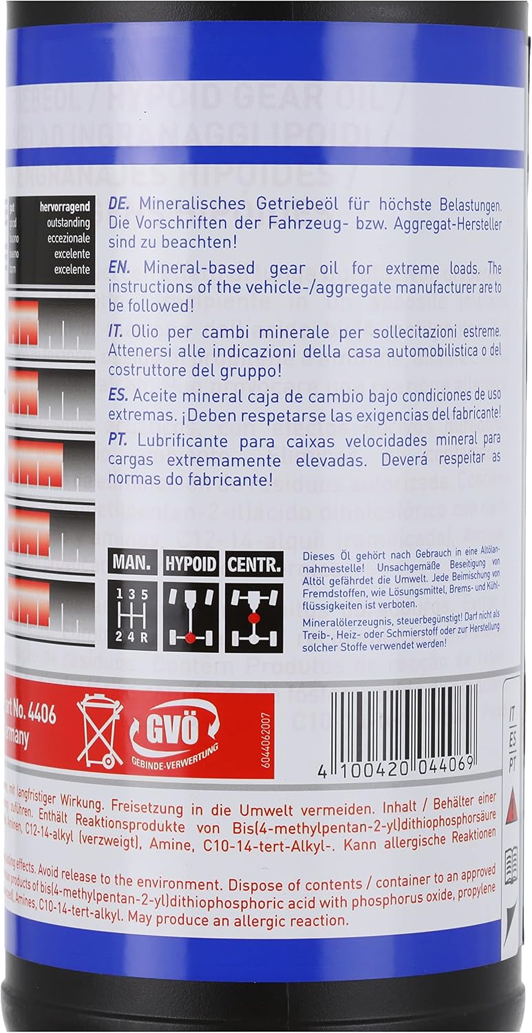 زيت تروس هيبويد من Liqui Moly، ماركة Gl5، درجة اللزوجة 80W90، سعة 1 لتر (عبوة تحتوي على 2 عبوات) - Image 3