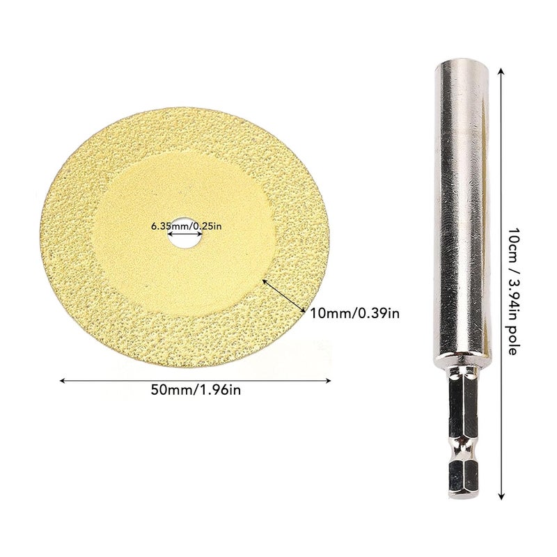 9 Piece Diamond Cutting Wheel Set 1 4 Hex Shank Rotary Tool Disc For PVC Pipe 6cm Ultra Thin Carbon Steel Blade - Image 3